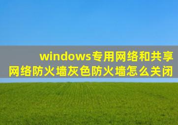 windows专用网络和共享网络防火墙灰色防火墙怎么关闭