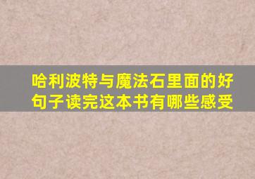 哈利波特与魔法石里面的好句子读完这本书有哪些感受