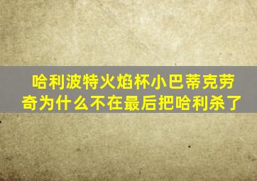 哈利波特火焰杯小巴蒂克劳奇为什么不在最后把哈利杀了