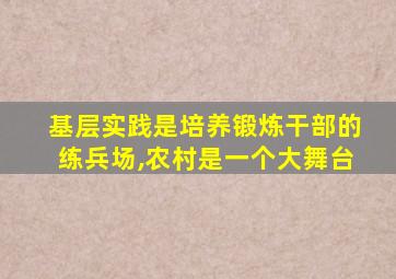 基层实践是培养锻炼干部的练兵场,农村是一个大舞台