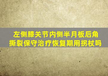 左侧膝关节内侧半月板后角撕裂保守治疗恢复期用拐杖吗