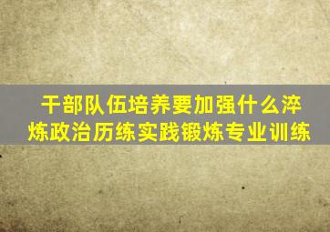 干部队伍培养要加强什么淬炼政治历练实践锻炼专业训练